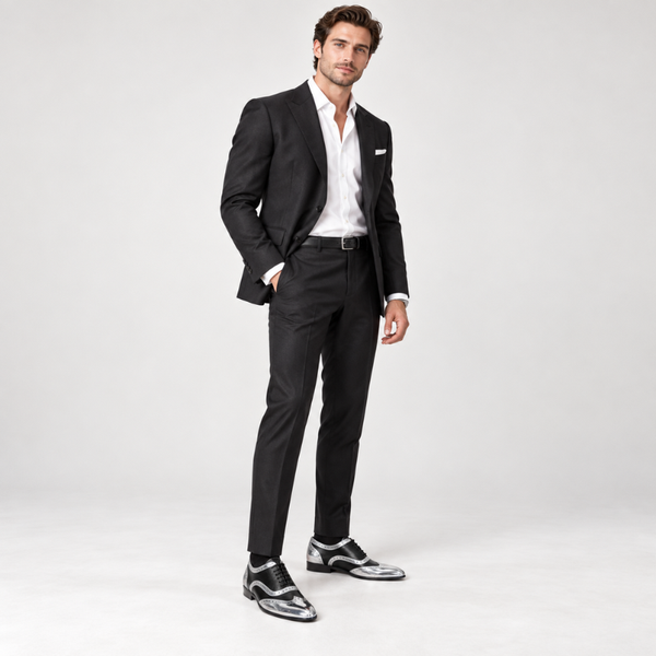 Patent Silver Moroccan Leather Oxfords Shoes