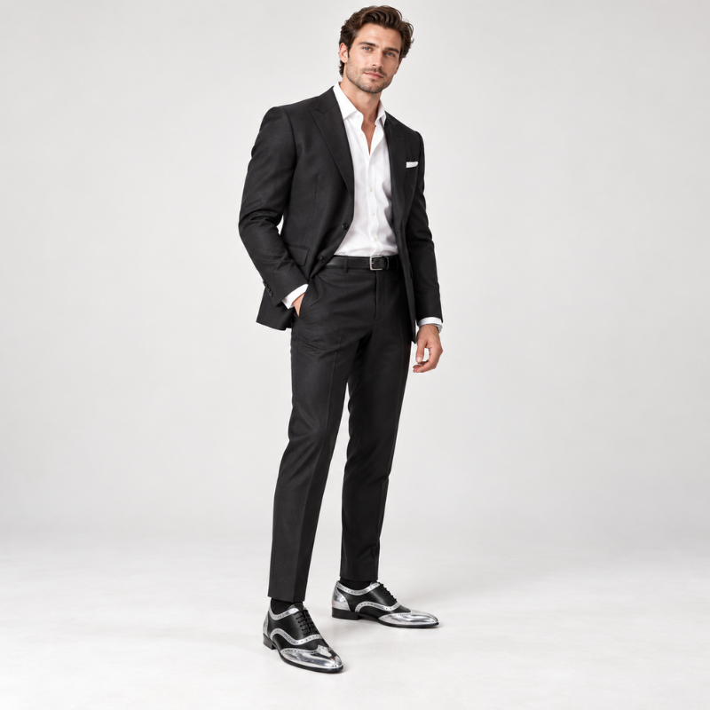 Patent Silver Moroccan Leather Oxfords Shoes