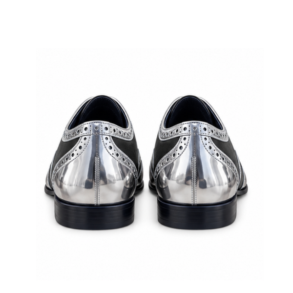 Patent Silver Moroccan Leather Oxfords Shoes