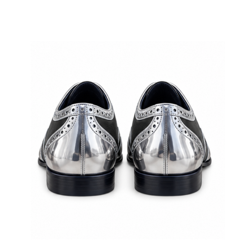 Patent Silver Moroccan Leather Oxfords Shoes