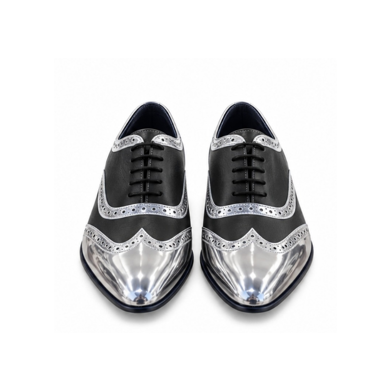 Patent Silver Moroccan Leather Oxfords Shoes