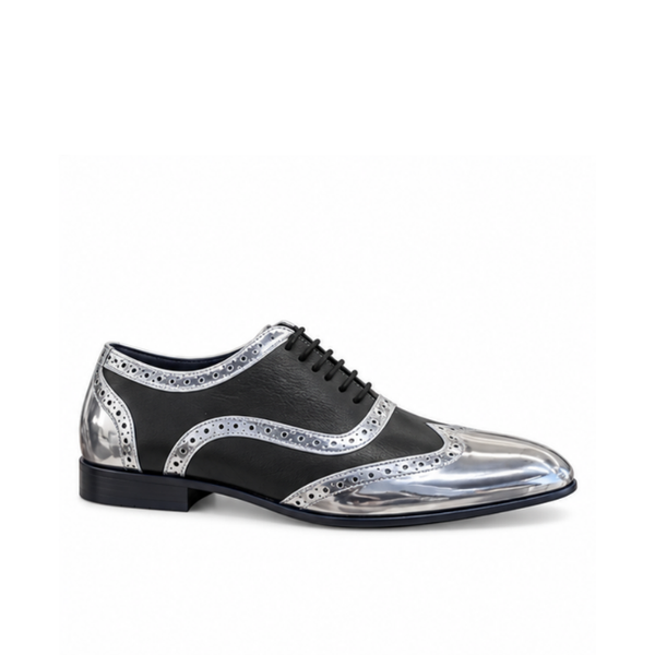 Patent Silver Moroccan Leather Oxfords Shoes