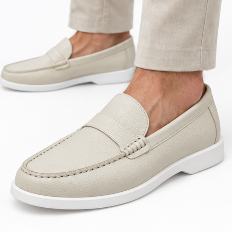 Pebbled Leather Penny Loafers