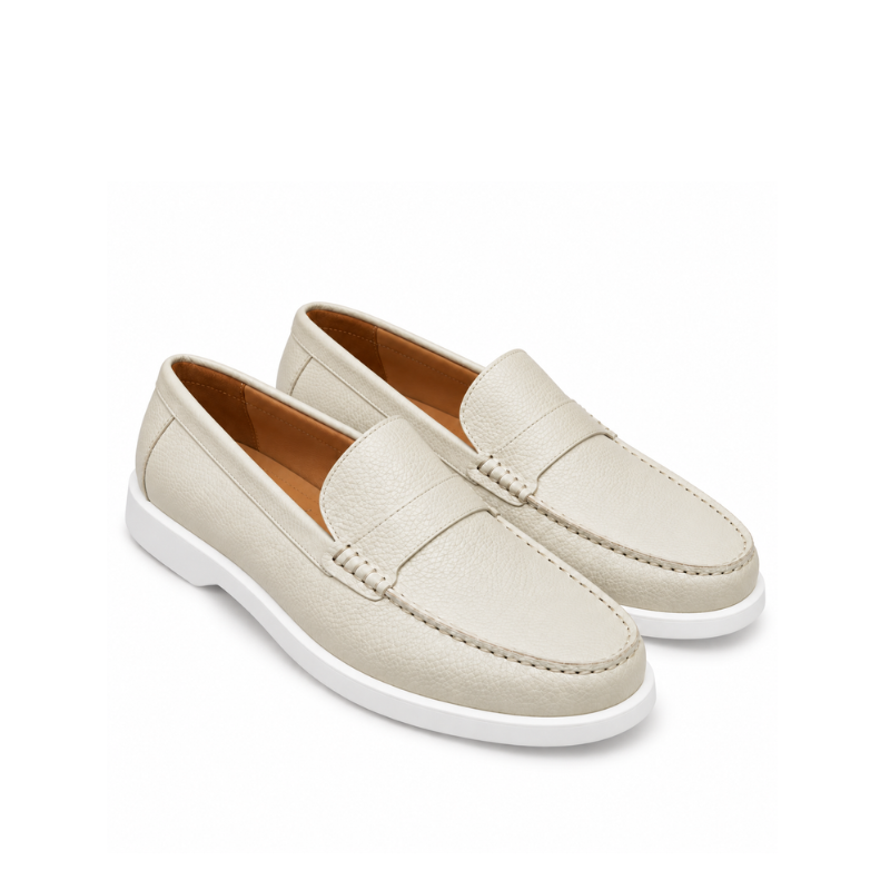Pebbled Leather Penny Loafers