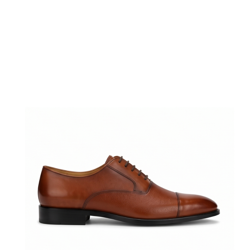 Classic Italian Pebbled Cap Toe Oxford Shoes