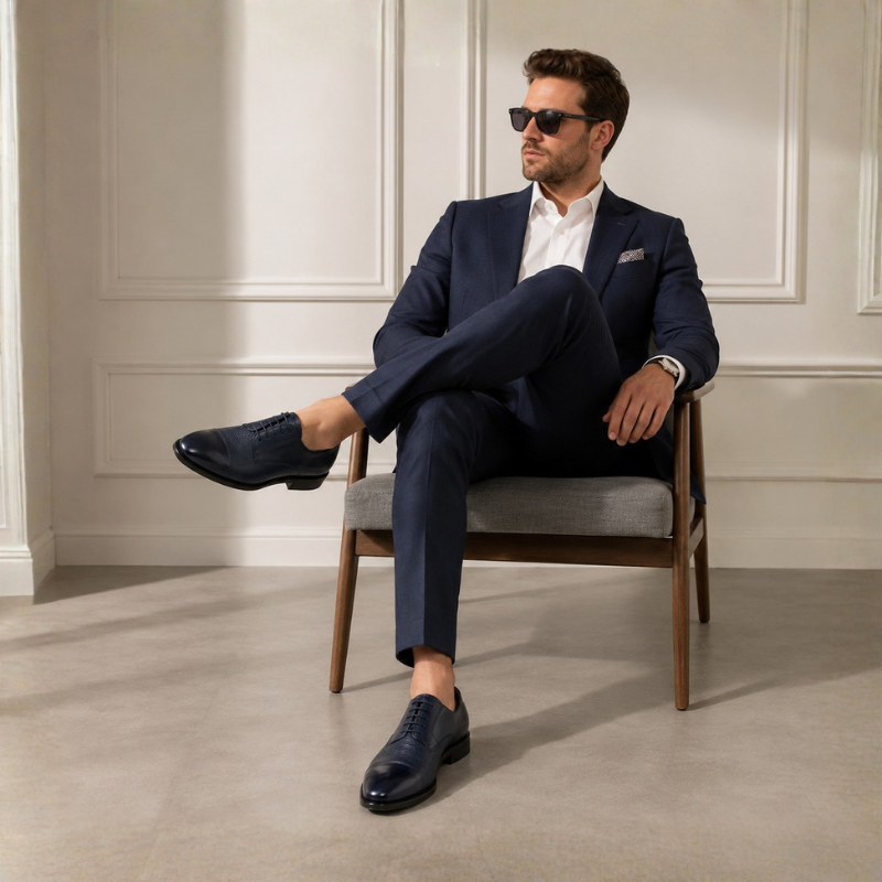 Classic Italian Pebbled Cap Toe Oxford Shoes