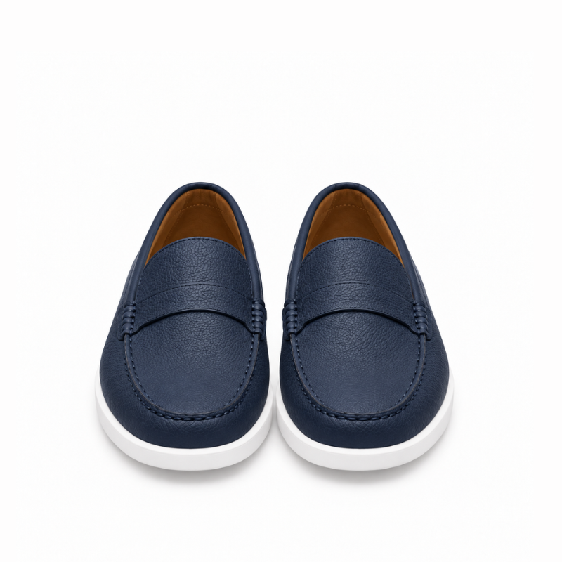 Pebbled Leather Penny Loafers