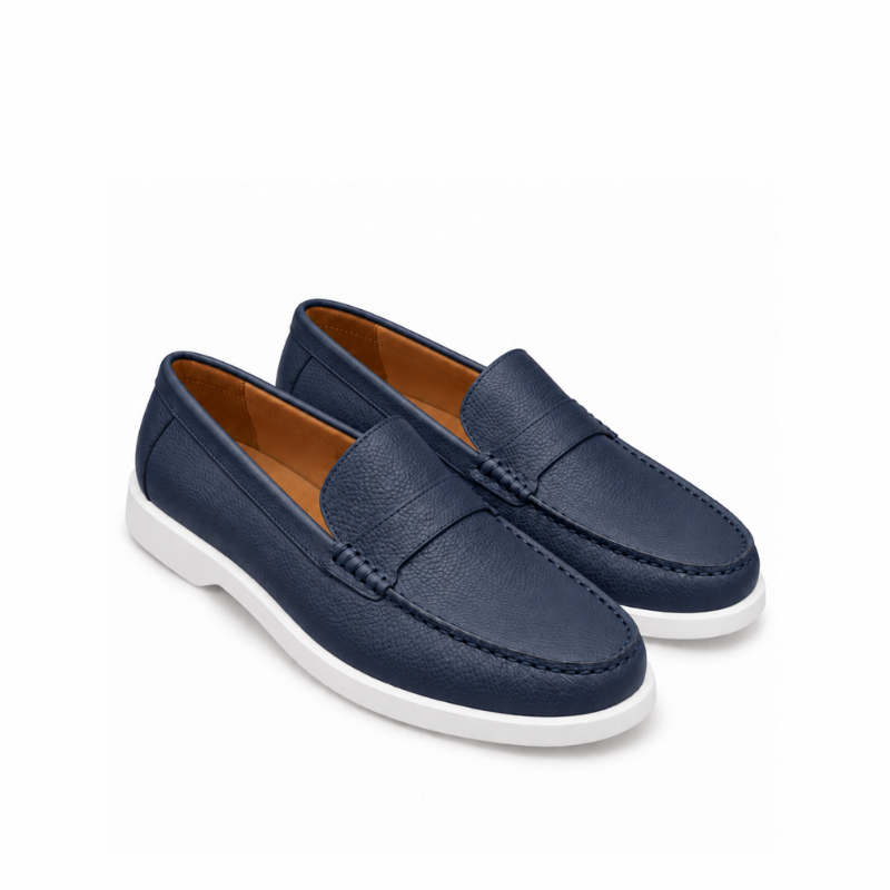 Pebbled Leather Penny Loafers