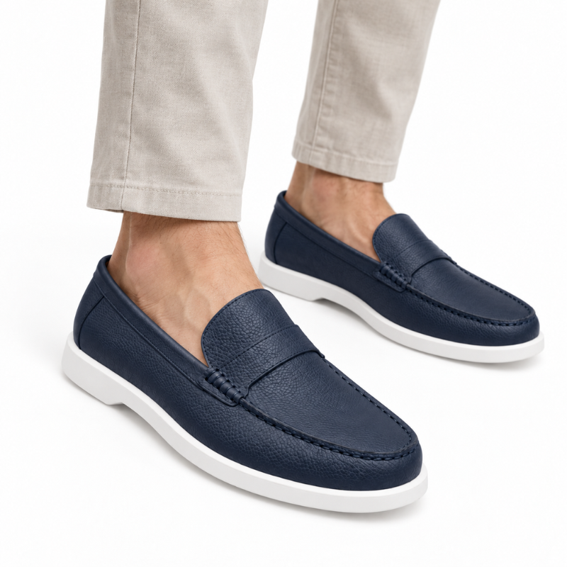 Pebbled Leather Penny Loafers