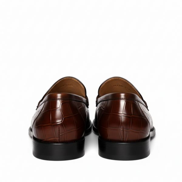 Penny Crocodile Textured Leather Loafer