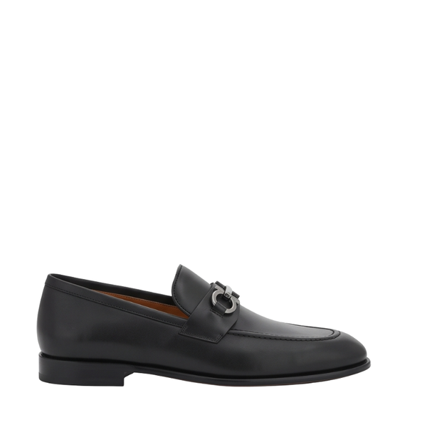 Penny Plaque Leather Loafers - Black