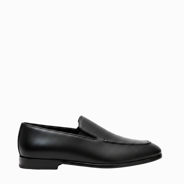 Polished Leather Italian Loafers For Daily Comfort - Black