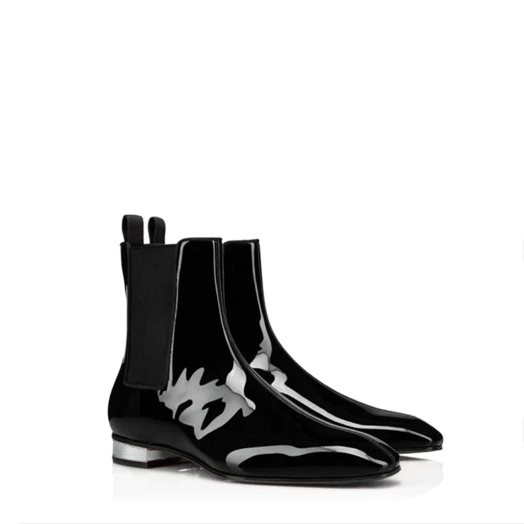 Polished Leather Black Italian Chelsea Boots