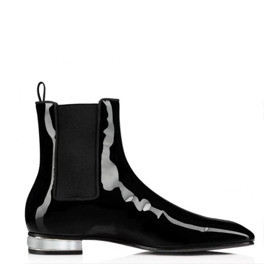 Polished Leather Black Italian Chelsea Boots