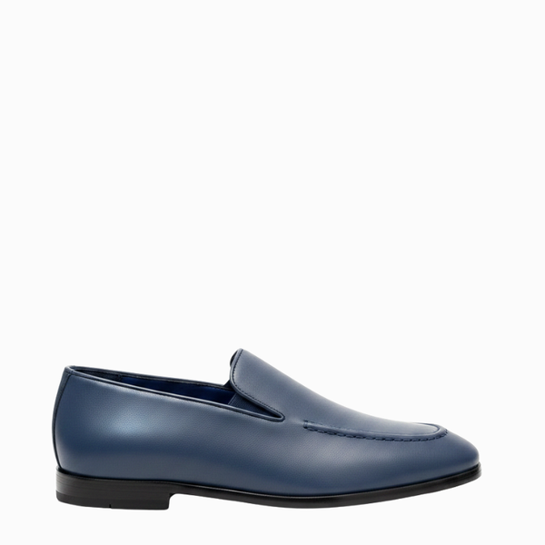 Polished Leather Italian Loafers For Daily Comfort - Blue