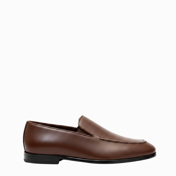 Polished Leather Italian Loafers For Daily Comfort - Brown