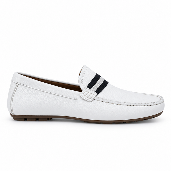 Premium Handmade Leather Moccasins Formal Loafer - White