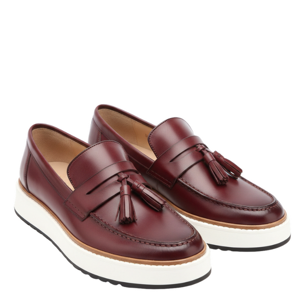 Pure Essence Italian Leather Tassel Loafers
