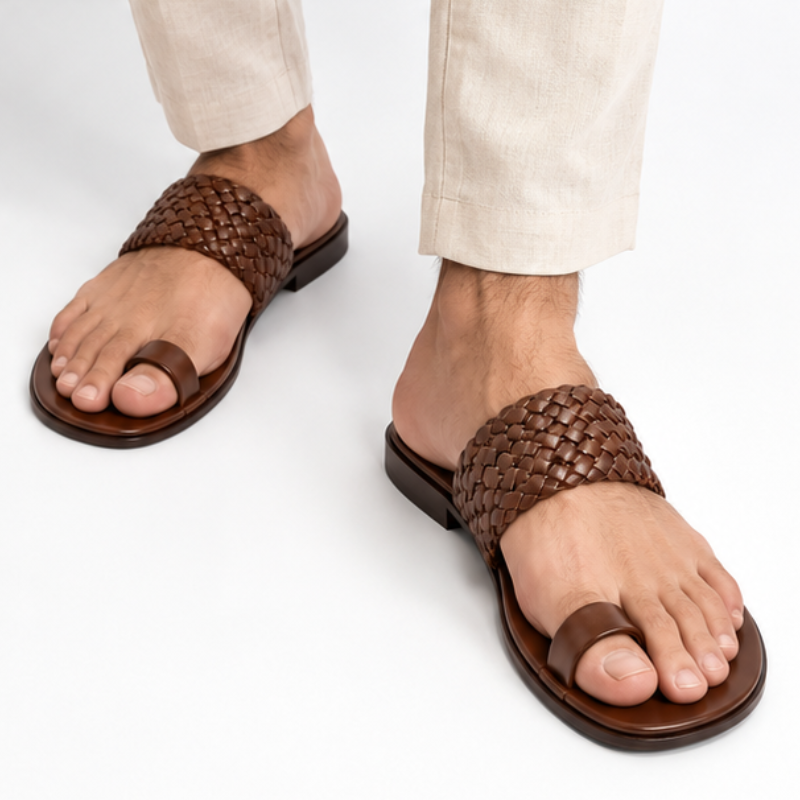 Pure Leather Open Toe Braided Sandal