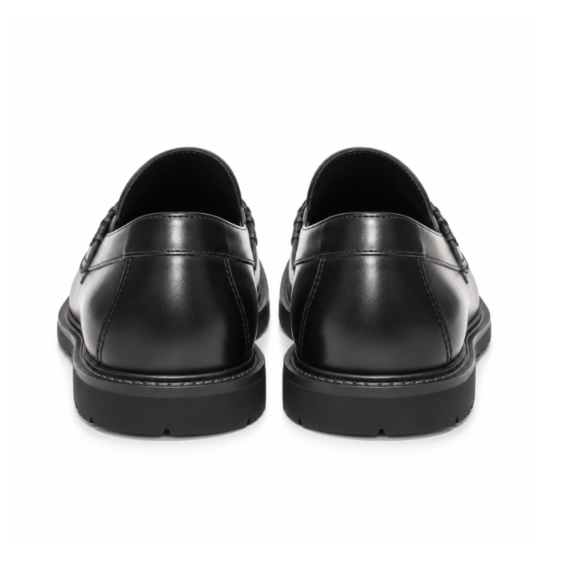 Pure Solid Leather Buckled Timeless Loafers