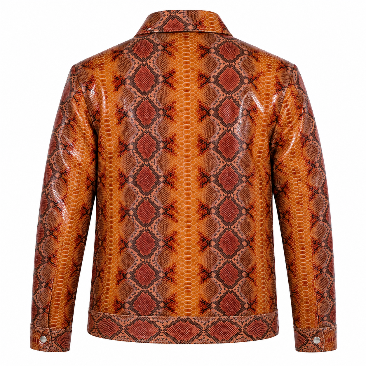 Python Embossed Leather Zip Jacket