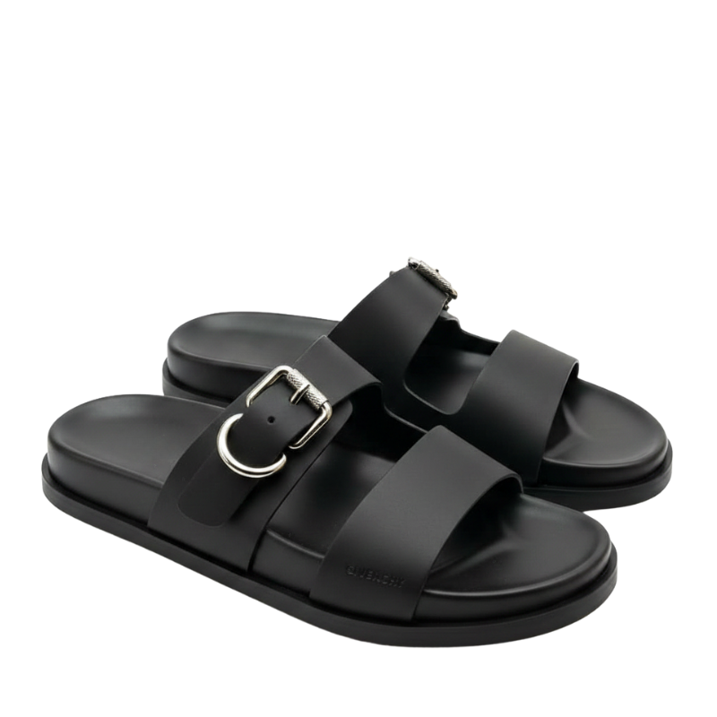 Refined Statement Flat Sole Buckle Detail Sandals