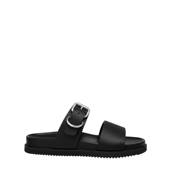 Metallic Accent Buckle Strap Sandal With Bold Straps