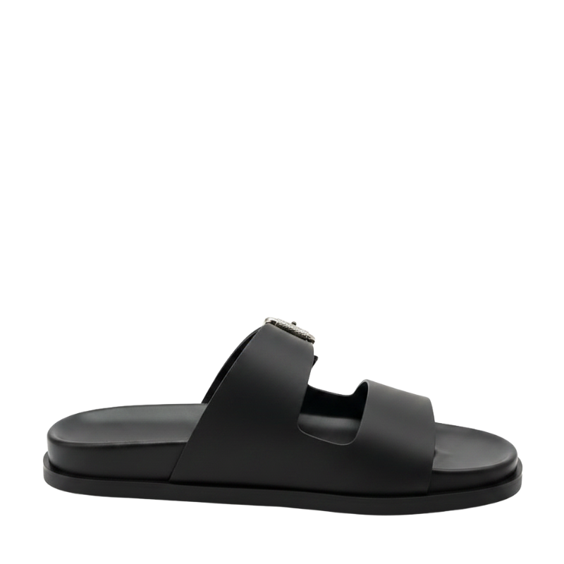 Refined Statement Flat Sole Buckle Detail Sandals