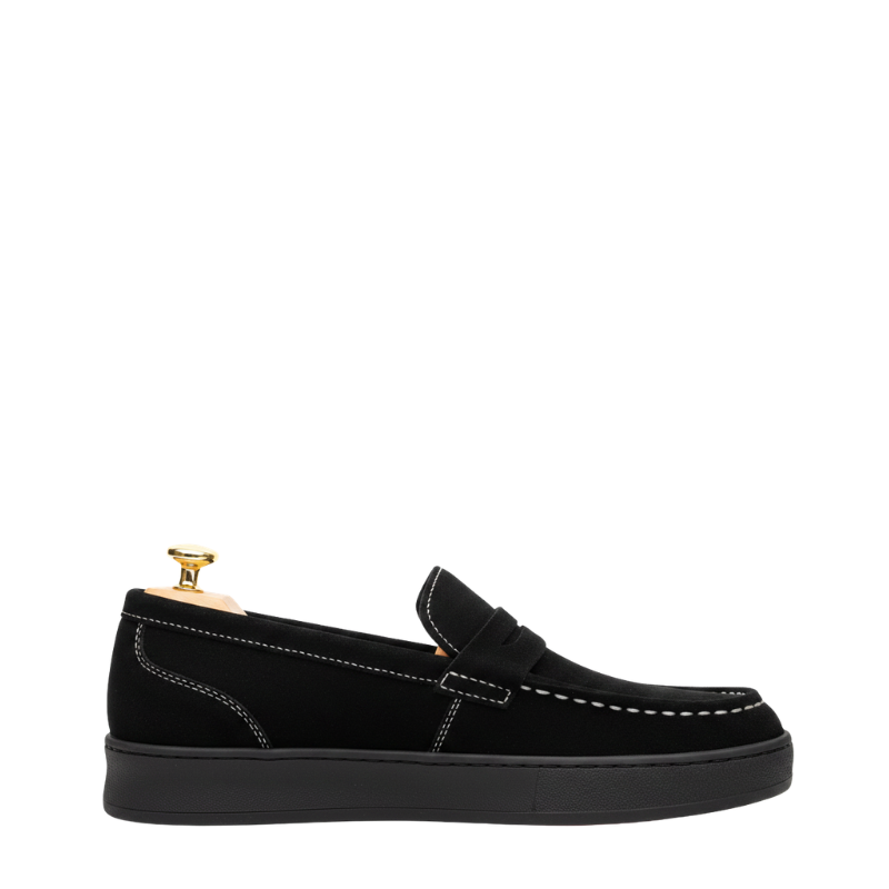 Refined Stitch Detail Suede Penny Loafers
