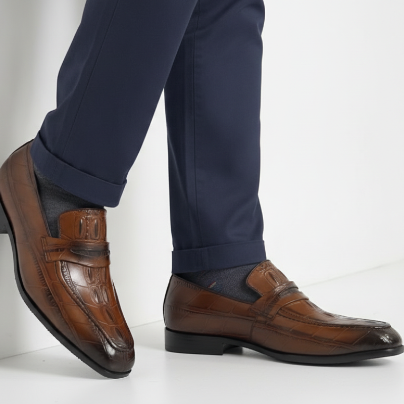 Regal Crocodile Texture Penny Loafer
