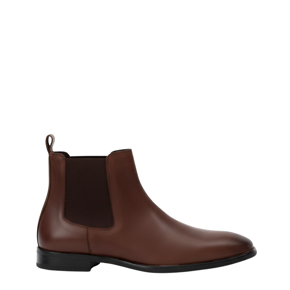 Regalia Cognac Polished Italian Elegant Chelsea Boots