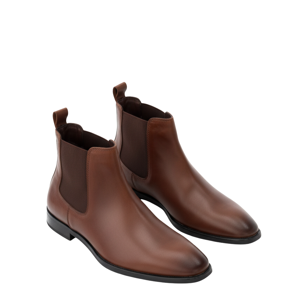 Regalia Cognac Polished Italian Elegant Chelsea Boots