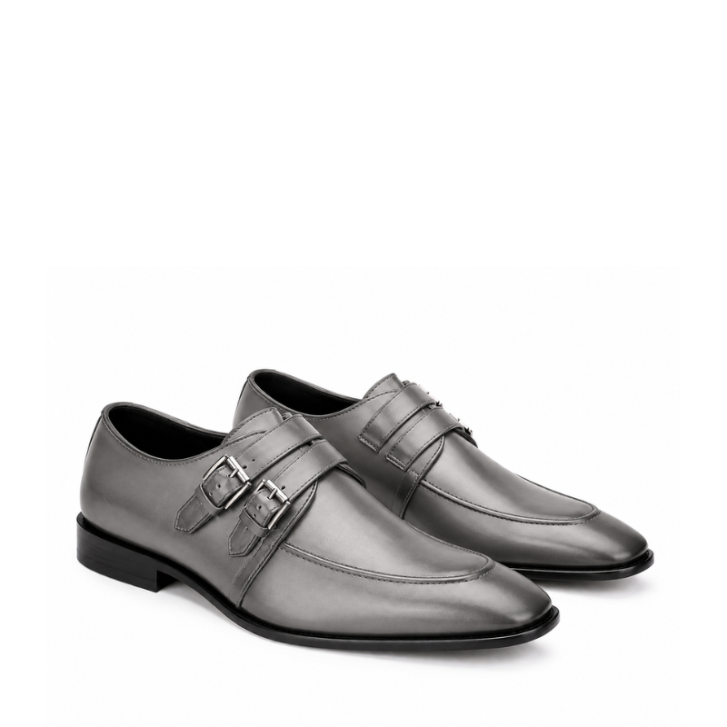 Regent Noir Double Monk Leather Shoes
