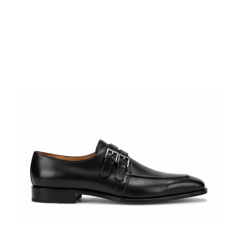 Regent Noir Double Monk Leather Shoes