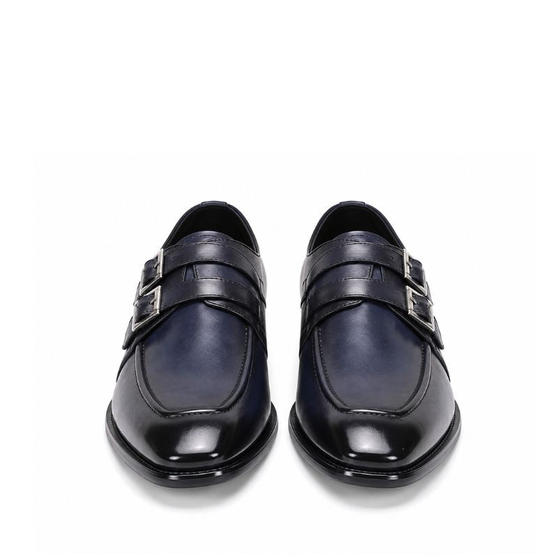 Regent Noir Double Monk Leather Shoes