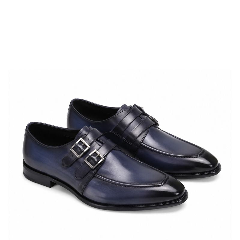 Regent Noir Double Monk Leather Shoes