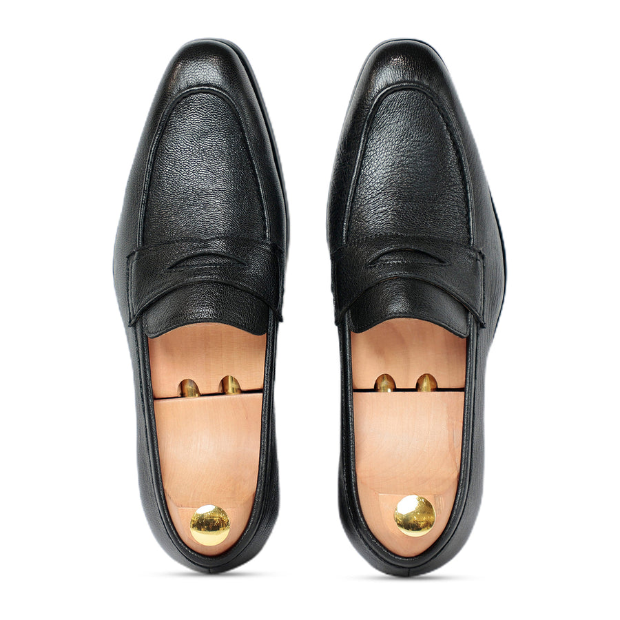 Ripper Grain Black Penny Loafer