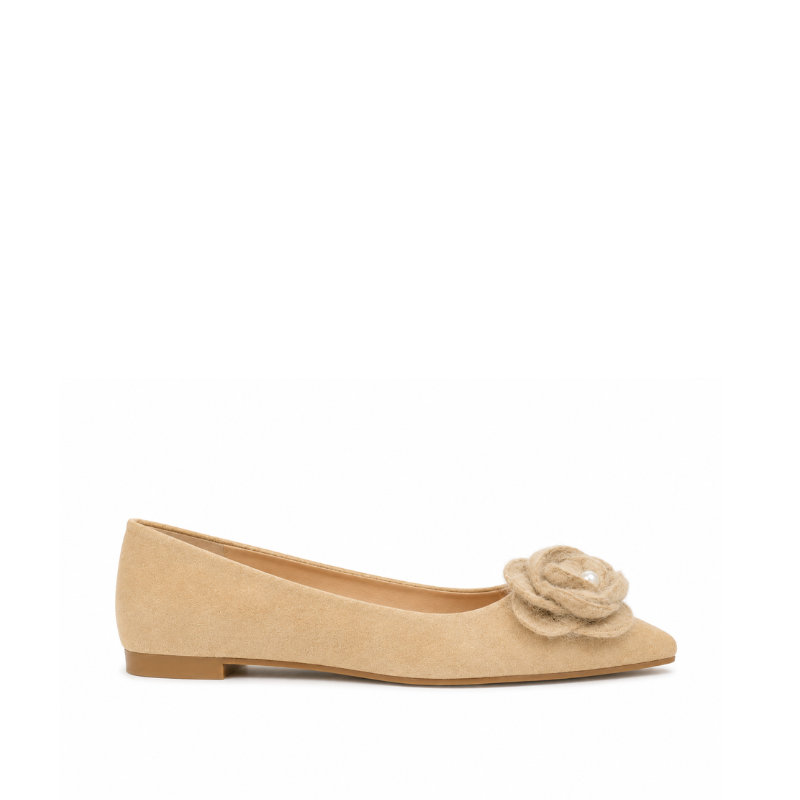 Rosette Pearl Pointed Ballet Flats