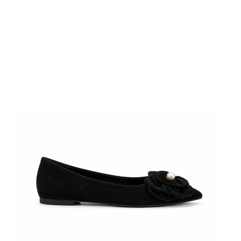 Rosette Pearl Pointed Ballet Flats