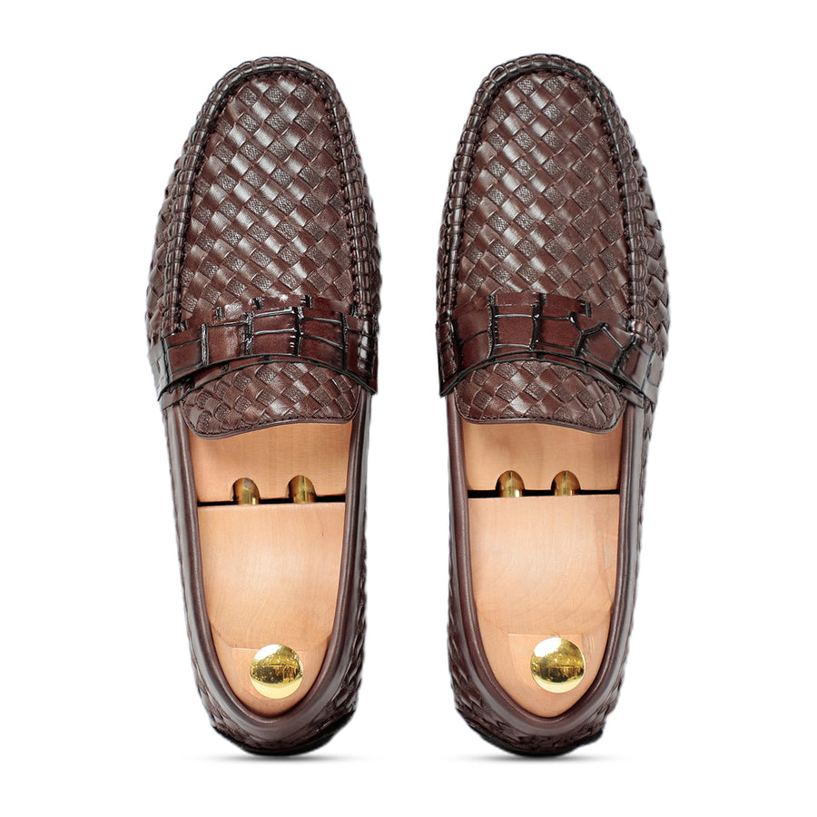 Ross Weavad Brown Leather Shoes