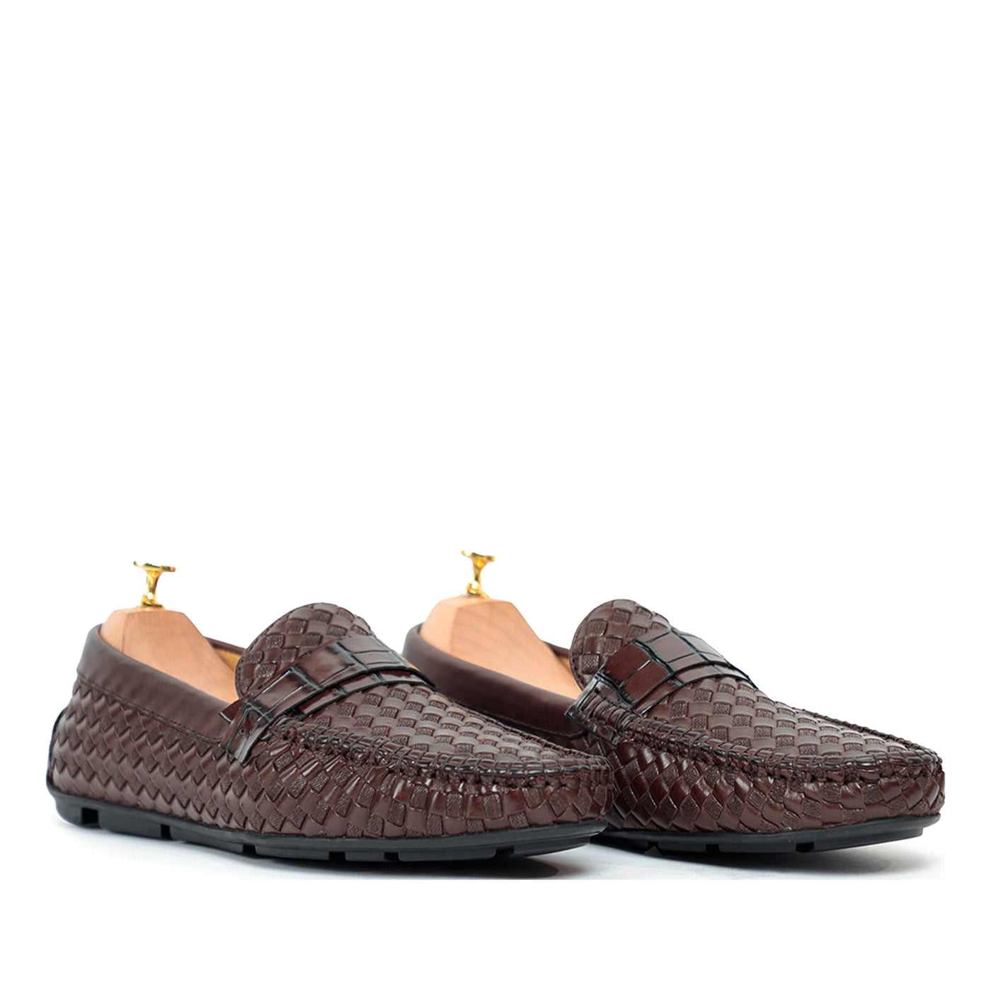 Ross Weavad Brown Leather Shoes