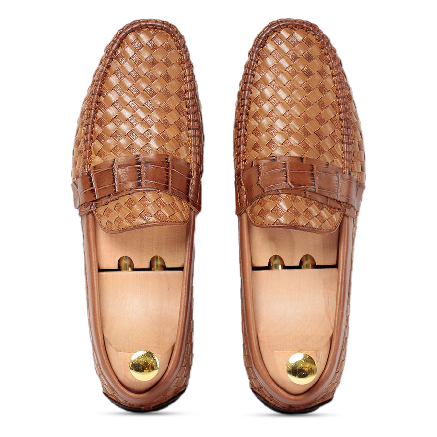 Ross Weavad Brown Leather Shoes