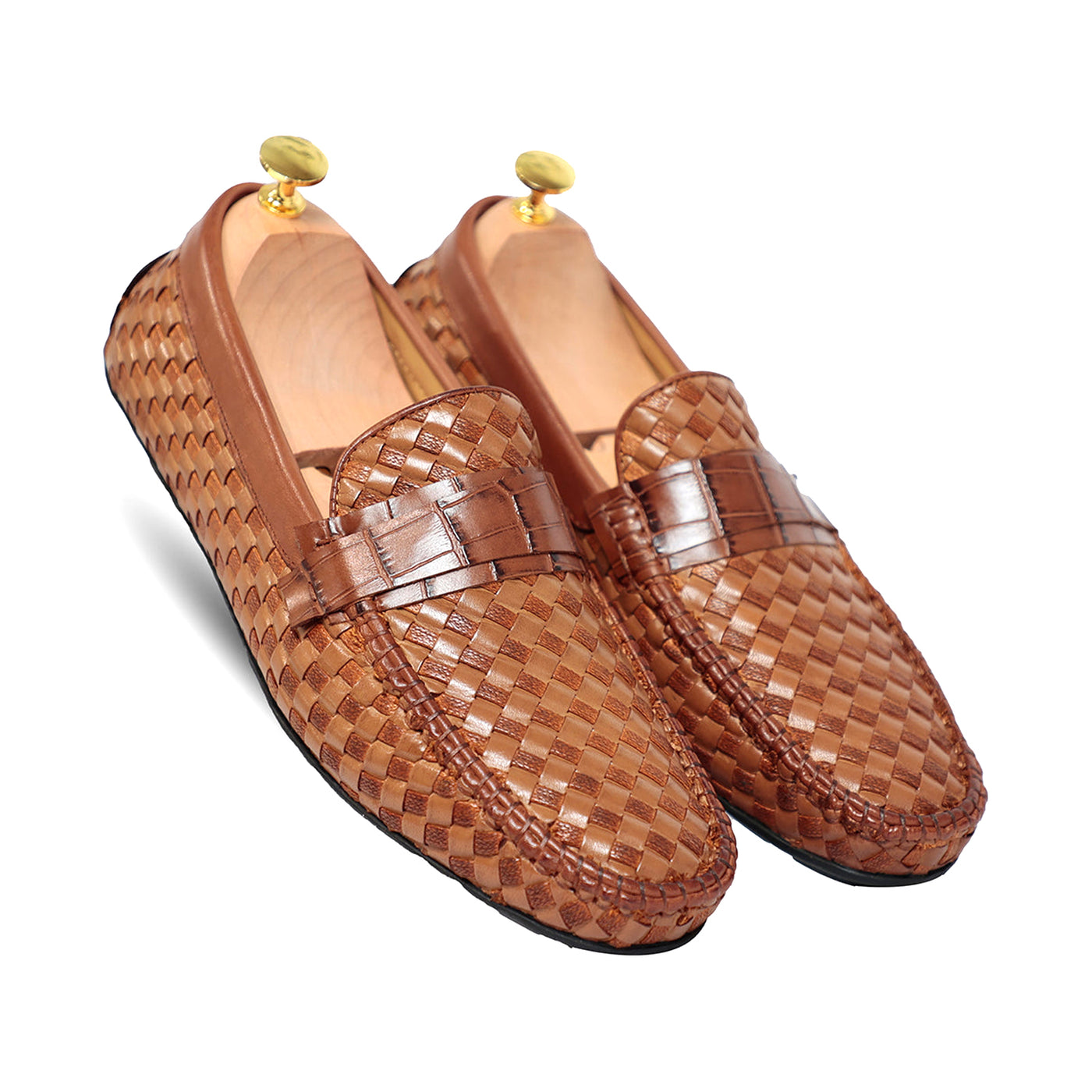 Ross Weavad Tan Leather Shoes