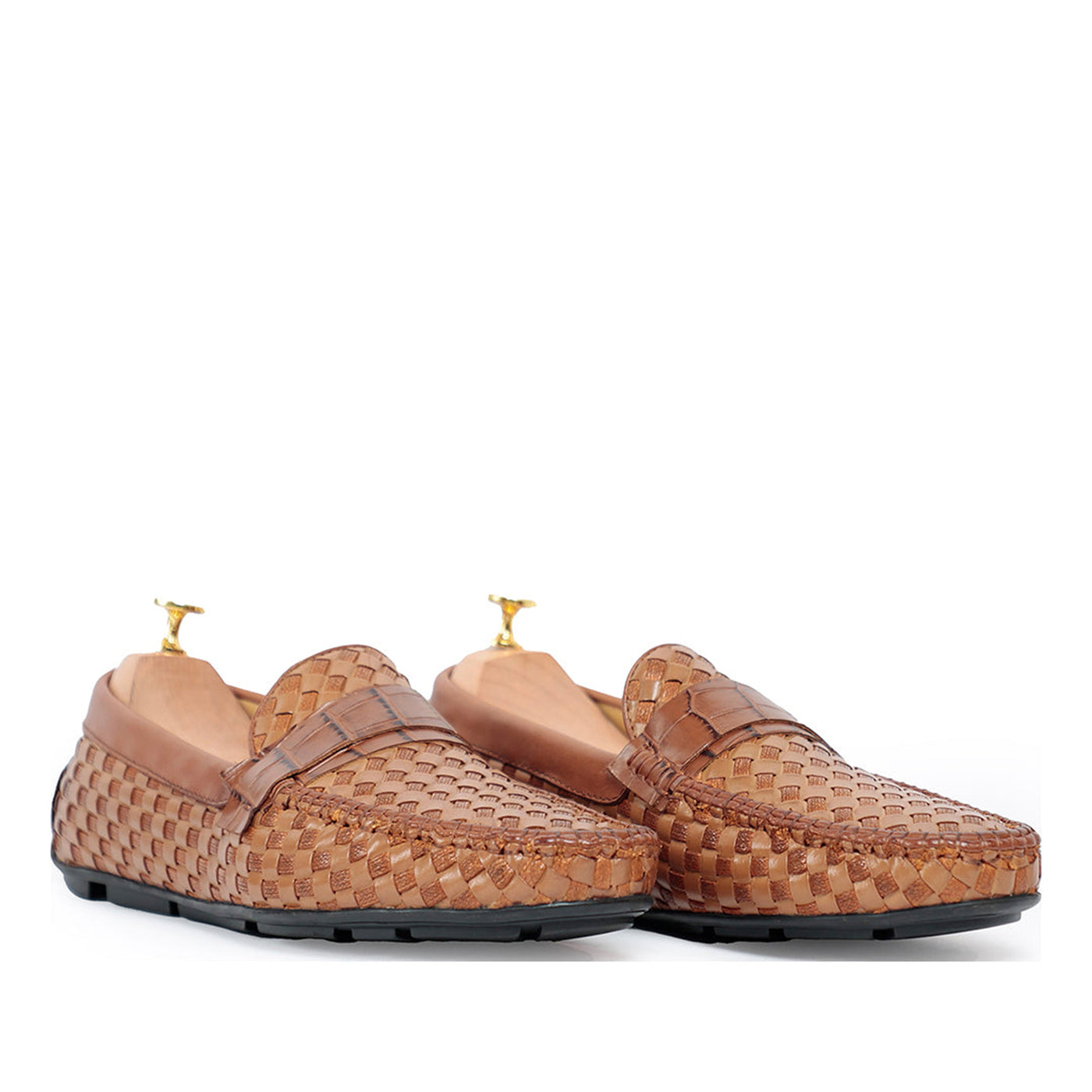 Ross Weavad Brown Leather Shoes