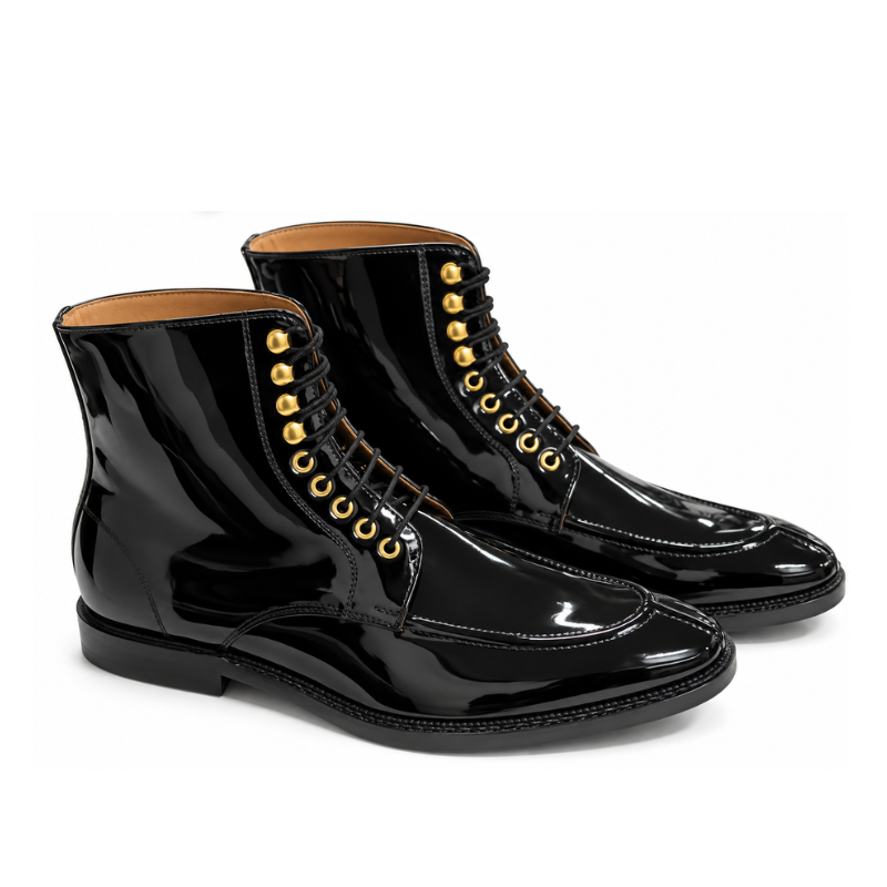 Royal Patent Leather Lace-Up Boots