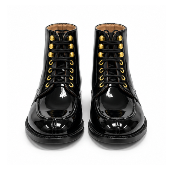 Royal Patent Leather Lace-Up Boots