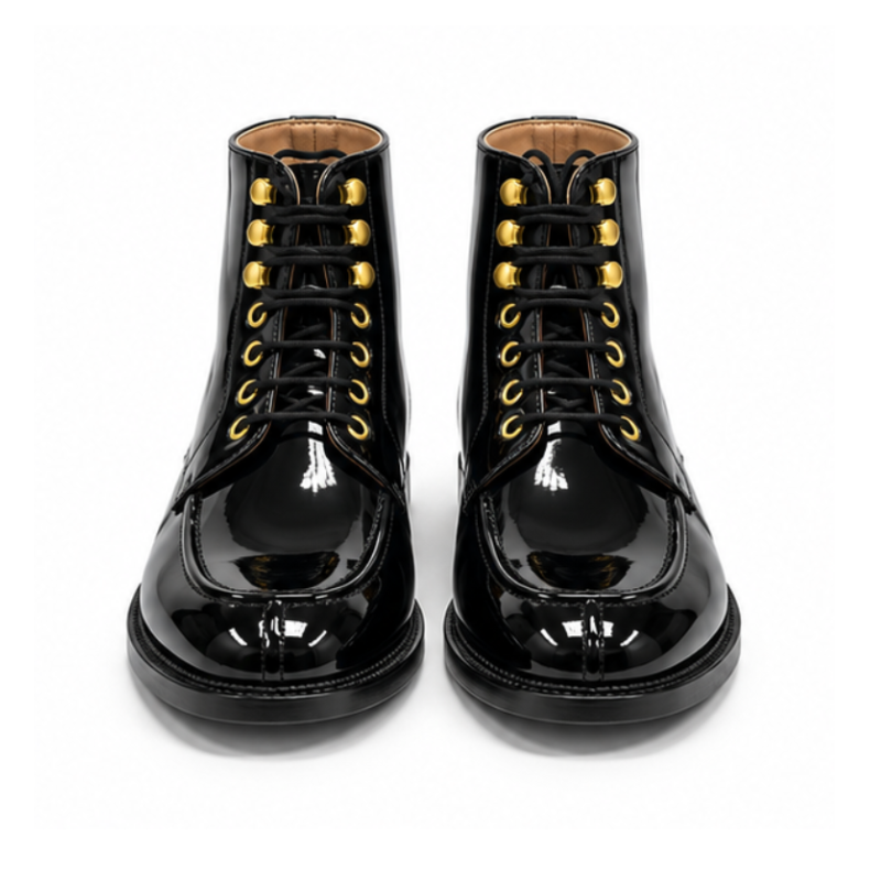 Royal Patent Leather Lace-Up Boots