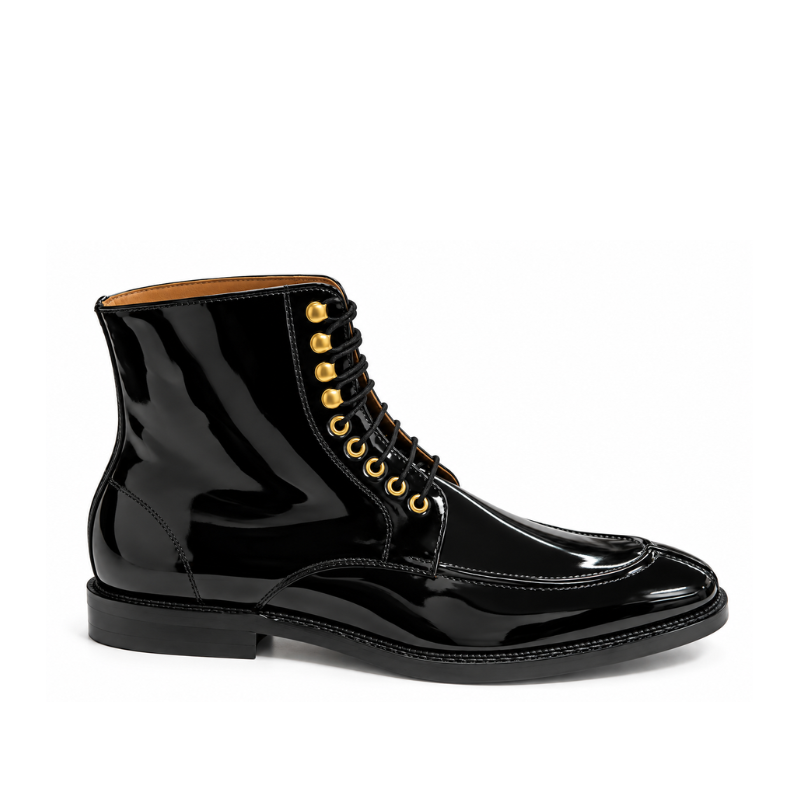 Royal Patent Leather Lace-Up Boots