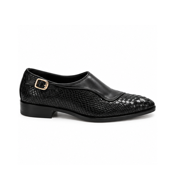 Royale Croc-Embossed Monk Shoes