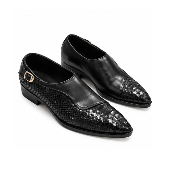 Royale Croc-Embossed Monk Shoes